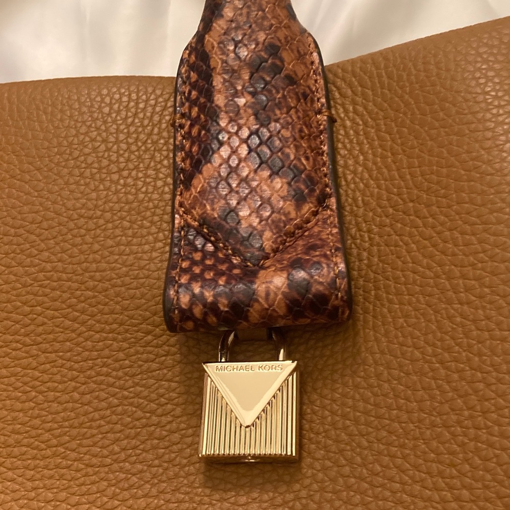 Michael Kors Rollins Python-Embossed Leather Satc… - image 3